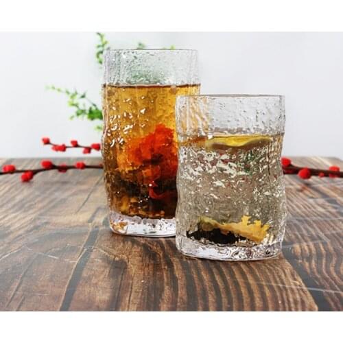 Transparent Glass Cup Bark Hammered Whiskey Crystal Wine Mug Beverage Juice Cups Coffee Tea Mug Household Kitchen Drinkware