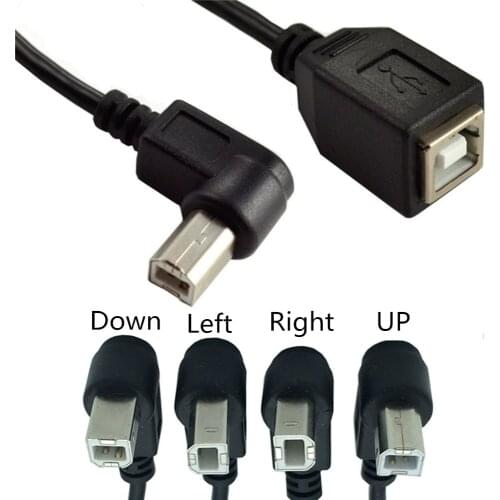 Right Angled 90 Degree USB Printer Scanner Cable 25cm USB 2.0 B Male to B Female Printer Scanner Extension Cable