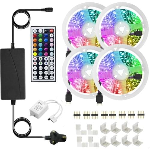 RGB Led 5050 Strip Lights With 44-Key Remote Control Flexible Color-Changing 5m Bar Bedroom Interior Christmas Diy Wall Decor