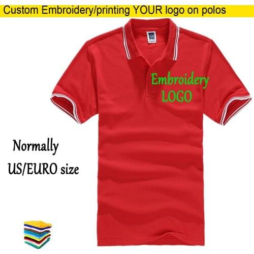 EURO normal Size Adult polo shirt Stitch LOGO men Polos casual Sport Tees Custom print/Embroidery LOGO Unisex Top shirts Women