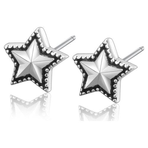 925 Sterling Silver Earrings Piercing Vintage Star Stud Earrings For Women Sterling Silver Jewelry Pendientes Brincos EH1197