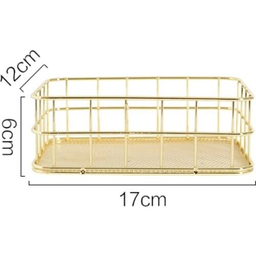 Iron Based Alloy Storage Container Box Basket Golden 17cm x 12cm, 1 Piece