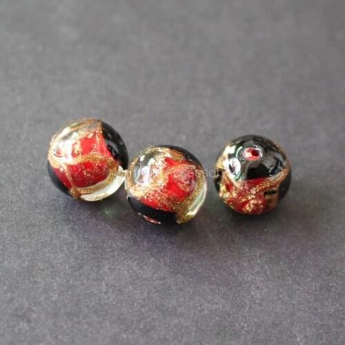 10Pcs/Lot 12mm 14mm Mamade Lampwork Glass beads with gold line painting red color for jewelry making