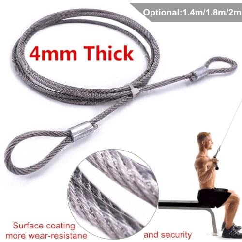 Heavy Duty 4mm Steel Wire Rope Length 1.4m/1.8m/2m with Eyelets for Home Gym Accessories Cable Pulley Handles Fitness Equipment