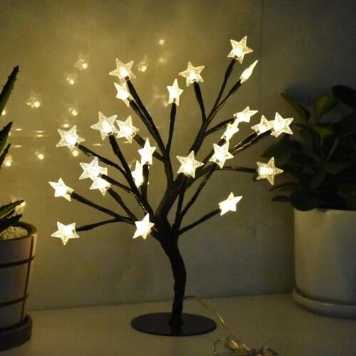 Indoor LED Christmas Decor Desktop Night Lights USB 24Leds Fairy Holiday Bedroom Lamp Wedding Party Star Decoration Table Lights