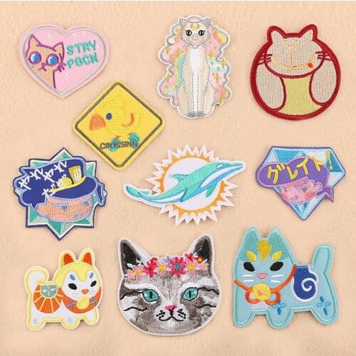 1 Pcs Cartoon Cute Cat Face Iron-on Patch 10 Styles Children Clothing Stickers DIY Patch Iron-on Heat Transfers Patch