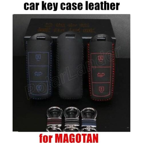 Only Red car key case Hand sewing car styling genuine quality leather car key cover DIY fit for VOLKSWAGEN CC MAGOTAN