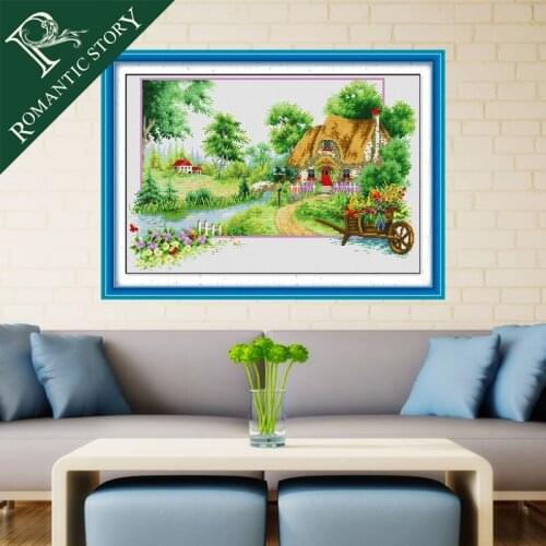 Embroidery,Needlework,Cross stitch kits,Fairy Cottage,pre-printed 11ct scenery home DIY Cross-stitch,threads embroidery,Romantic