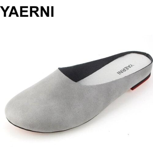 YAERNI Summer Slides Women Genuine Leather Flat Shoes Soft Outsole Casual Handmade Flower Women Sandals Moccasins female 2310