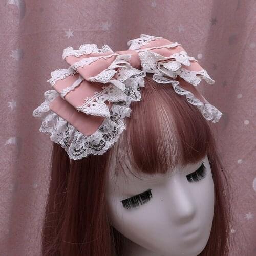 Japanese Kawaii Lace Hair Band Women Bow Hair Hoop Girls Gothic Lolita Hair Accessories Loli Hair Clips Headwear Princess Gift