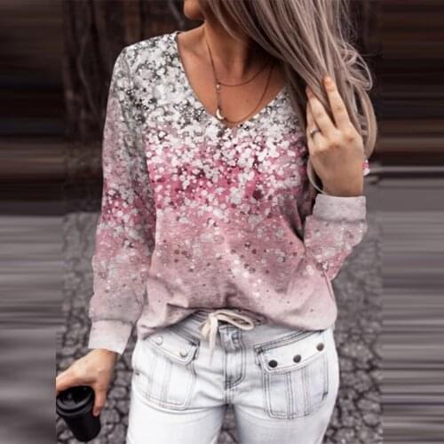 New Spring Autumn Sexy V Neck Patchwork Women Blouse Vintage Floral Print Elegant Pullover Top Casual Long Sleeve Loose Shirts