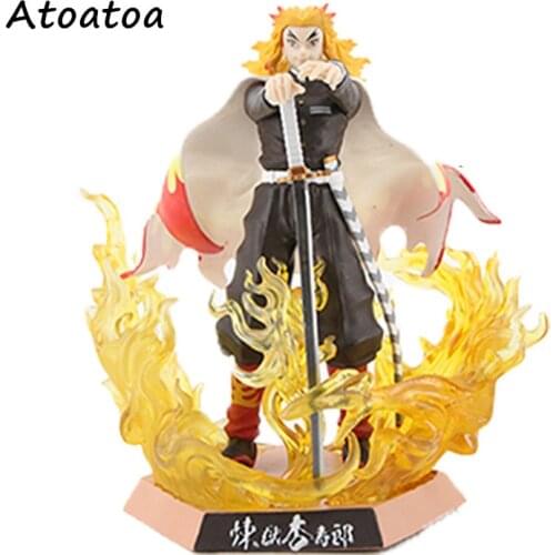 20cm Demon Slayer Rengoku Kyoujurou PVC Action Figures Toys GK Anime Kimetsu No Yaiba PVC Figurine Toy