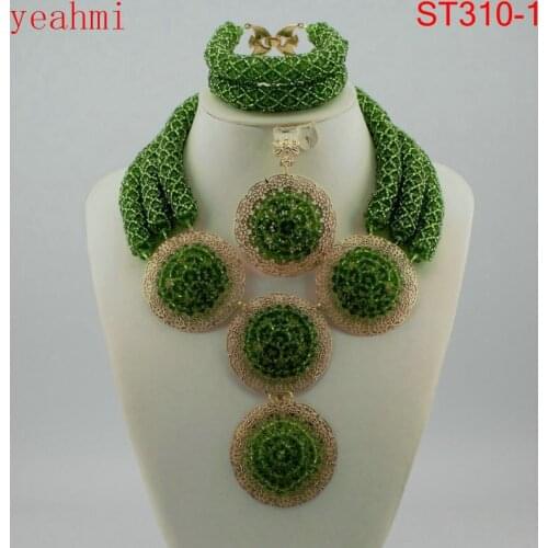 2020 New Handmade Dubai Gold Jewelry Sets Fashion Big Nigerian Wedding African Beads Jewelry Sets Costume Dubai For Women ST310