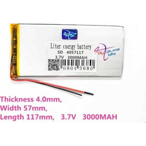 4057117 3.7V 3000mah Lithium polymer Battery with Protection Board For PDA Tablet PCS Digital Products