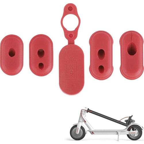 5 Pcs Silicone Charge Port Cover Rubber Plug Silicone Plug Charging Dust Cover Cap for XIAOMI M365 Electric Scooter Red