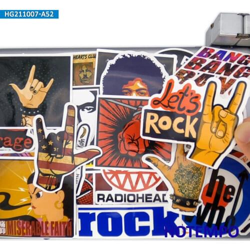 52pcs Rock and Roll Style Graffiti Mixed Waterproof Decal Stickers Pack for DIY Phone Laptop Luggage Skateboard Bike Car Sticker