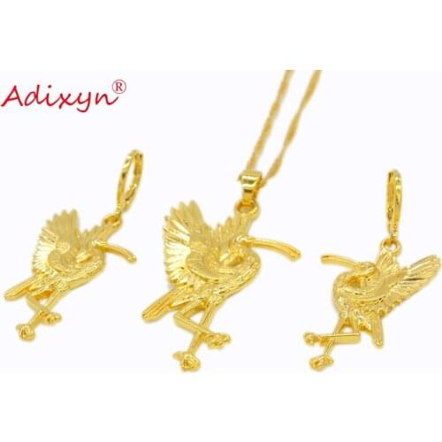 Adixyn PNG Happy Bird Pendant/Necklace/Earrings Gold Color for Women Trinidad and Tobago Style N12113