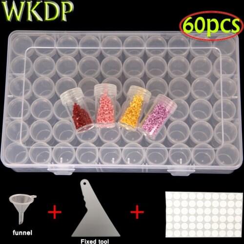 5D DIY Diamond Painting Accessories Embroidery Tool Drills Storge Box Container Orginazer Cross Stitch Kits 60pcs Bottles