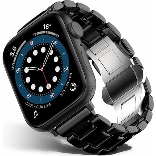 Ceramics Link Bracelet For Apple Watch Band 44mm 40mm iWatch SE Series 6 5 4 Strap For Applewatch 3 42mm 38mm Watchbands Fashion