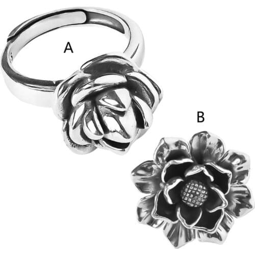 Flower Open Ring Engagement Rings New Fashion Creative Exaggeration Flower Vintage Punk Party Jewelry Gifts for Women