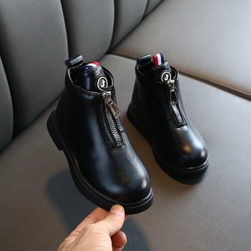 Childrens Shoes 2020 Autumn Winter Boys Girls Leather Martin Boots Anti-kick Soft Bottom Wearable Non-slip Boots Size 27 To 37