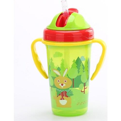 Children Baby Infant Leak Proof Cup Learn Drinking Cup Straw Bottle Trainer 300ml