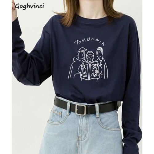 Long Sleeve T-shirts Women Printed Letter Tops for Female Fashion Clothing De Mujer Elegantes Harajuku Streetwear Casual Simple