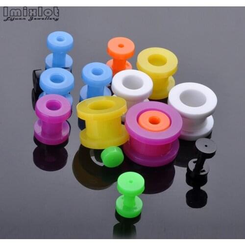Imixlot 8PCS Multicolor Acrylic Ear Stretchers Plugs and Tunnels Clear Ear Plugs Ear Gauge Screw Flesh Body Piercing Jewelry