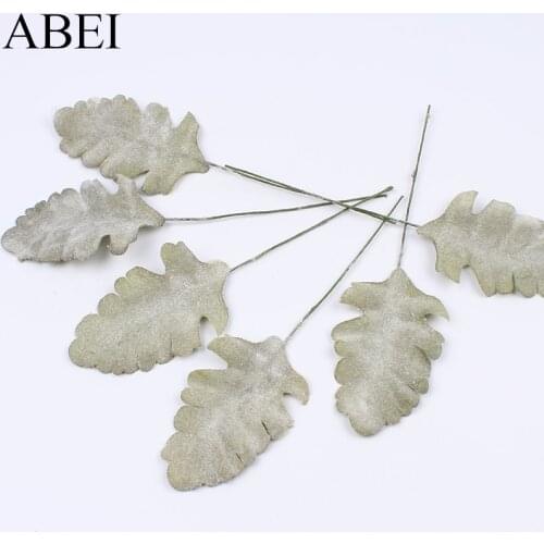 24pcs/lot Artificial Plants Fake Leaf Bouquet Wedding Party Home Scrapbooking Xmas Decoration DIY Floral Garland Wreath Craft