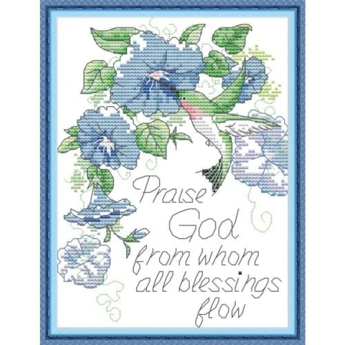Joy Sunday Thank god cross stitch kit Aida14CT white 11CT canvas printing needle and thread embroidery kit DIY home decoration
