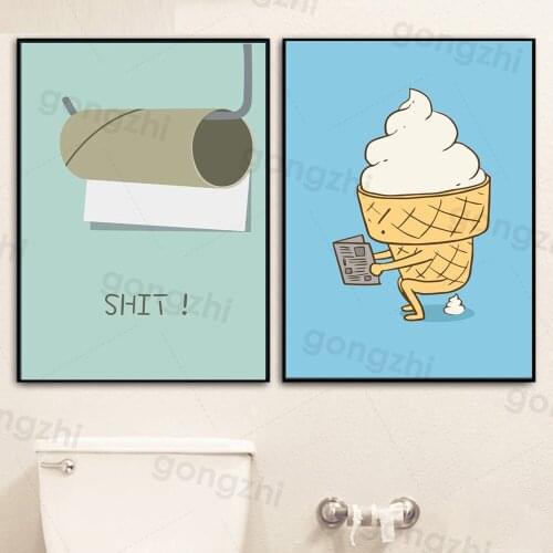 Cartoon Poop Canvas Painting Nordic Minimalist Wall Art Poster Abstract Painting and Printmaking Home Decoration Toilet Picture