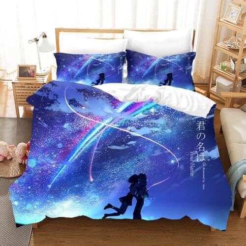 Your Name Hot Movie Printed Bedding Set Home Textile Bed Linens with Pillowcases 2/3Pcs Cartoon Anime Duvet Cover for Kids