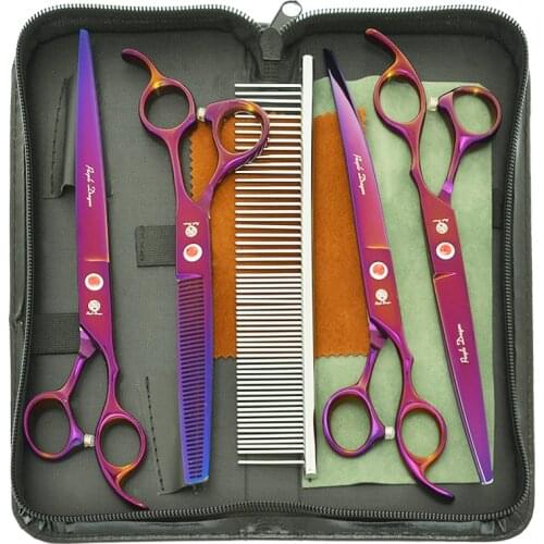 Purple Dragon 8" Dog Grooming Clippers Japan Steel Pet Cutting Scissors Curved Shears Animal Thinning Puppy Trimmer Tools B0045B