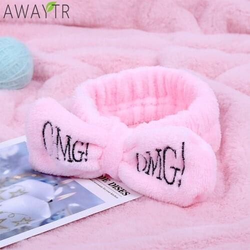 New Letter"OMG" Coral Fleece Soft Bow Headbands For Women Girls Cute Hair Holder Hairbands Hair Bands Headwear Hair Accessories