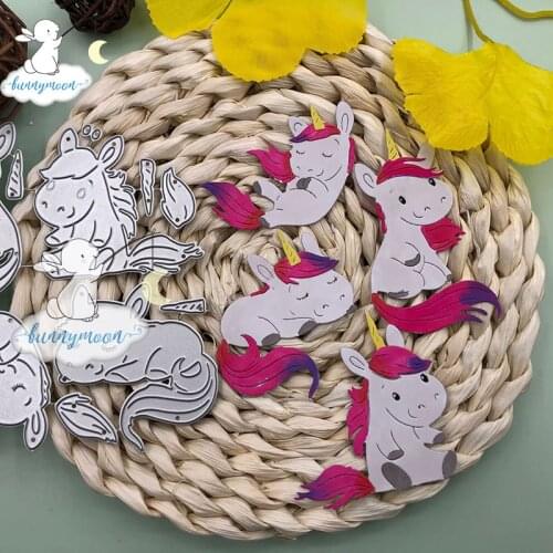 Bunnymoon Unicorns Set Metal Cutting Dies Stencils For Scrapbooking Photo Album Decoration Embossing Paper Card Craft