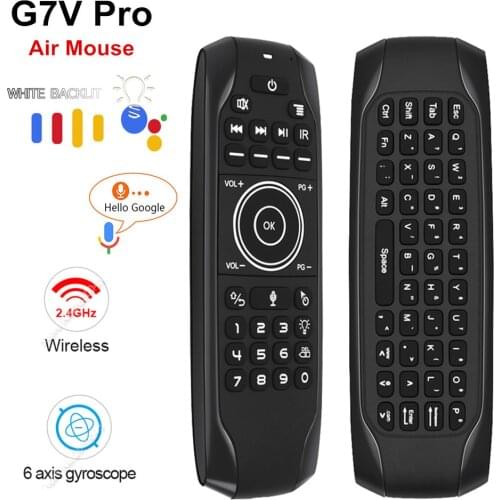 Original Backlit G7V Pro Mini Keyboard IR Learning 2.4G Wireless Air Mouse Gyroscope Voice Remote Control for Android TV BOX