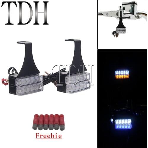 Pair 12V Motorcycle Turn Signal Lights Waterproof Mini LED Amber Blue Lights For Cafe Racer Scooter ATV Indicators Blinker Lamp