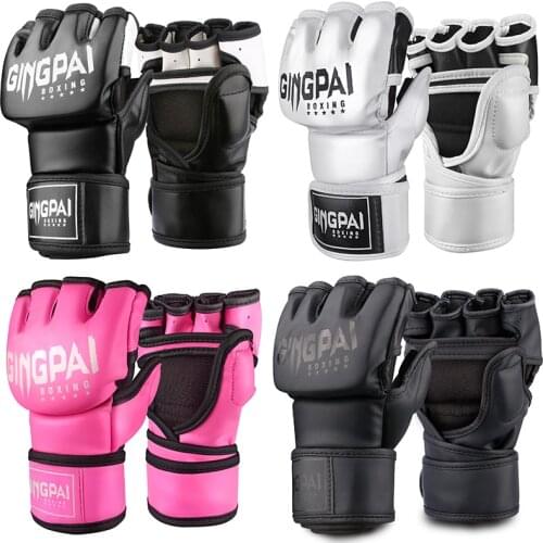 Half Mitts MMA Gloves for Men Women,Fingerless Punching Heavy Bag with More Paddding Gloves for Kickboxing Sparring Muay Thai