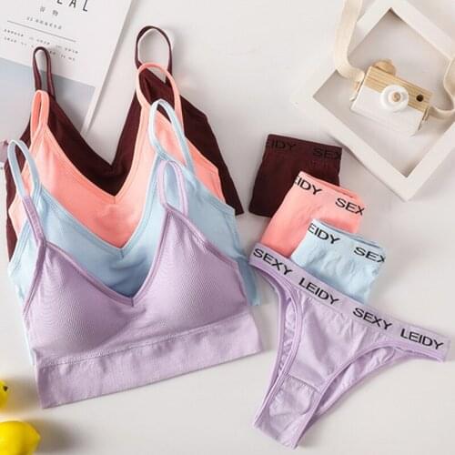 Women Bra Set Sexy Panties G-String Seamless Underwear Active Push Up Bra Lingerie Set Female Sport Swimsuit Thong Panties Set
