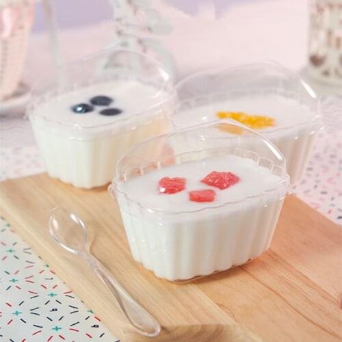 50pcs High quality transparent ice cream cake crystal pudding dessert plastic cup 130ml square yogurt plastic cup with lid