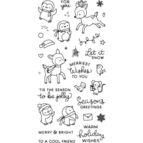 Christmas penguin deer Transparent Clear Silicone Stamp Seal for DIY scrapbooking photo album Decorative clear stamps A025