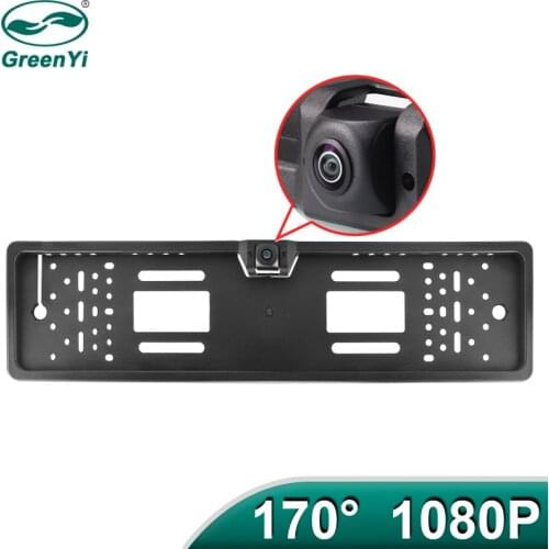 GreenYi 170 Degree 1920x1080P AHD EU European Car Rear View Number License Plate Frame Camera Fisheye Night Vision