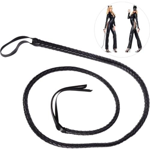 Crafts Black Bull Whip 6.5 Feet Cow Hide Leather Custom BULLWHIP Belly and Bolster Construction