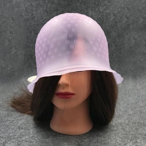 Professional Silicone Reusable Hair Colouring Highlighting Dye Cap Frosting Tipping with needle Transparent Hair Dyeing Cap Tool