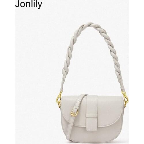 Jonlily Genuine Leather Shoulder Bag Female Underarm Bag Elegant Handbag Totes Casual Messenger Crossbody Bag Purse -KG473