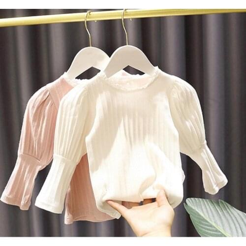 Baby Girl Bottoming Shirt ChildrenS 2020 Autumn Clothing Korean Version Of The New GirlS Air Bubble Sleeve T-Shirt