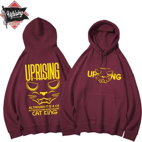 UPRISING Hoodies, Sweatshirts Hip Hop Men Japanese The Middle Finger Cats Harajuku Tshirt Casual RIP Tops DIP