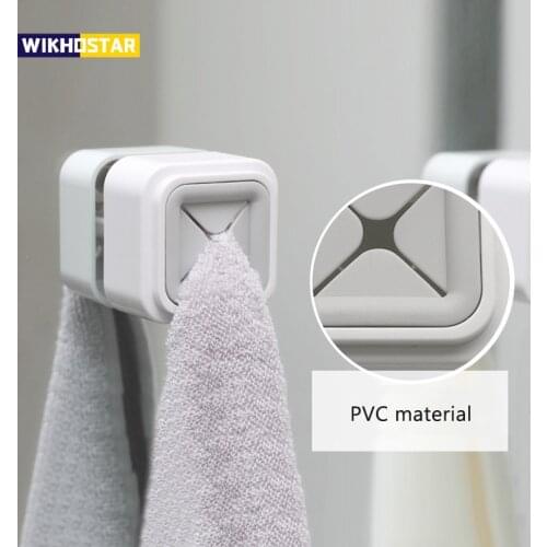 WIKHOSTAR 1Pcs Towel Rack Bathroom Storage Hooks Sucker Punch Free Towel Holder Bathroom Accessories Kitchen Accessories