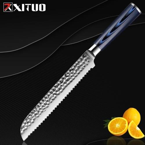 XITUO Damascus Bread Knife 8 inch Special knife for Baking Cake Chef Slicing Filleting Non-stick Dining Tool Accessories