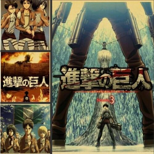 Janpnese Anime Attack on Titan Retro Cartoon Painting Home Decor wall Decor Quality Canvas living room Art Decor Poster